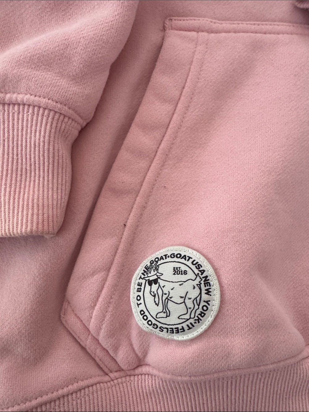GOAT USA Pink Hooded Sweatshirt with Embroidered goat Motifs like new small - Picture 2 of 4